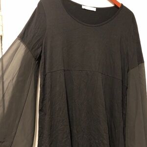 Black blouse with bell sheer sleeves Large